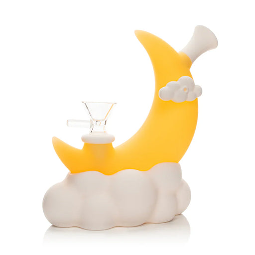 LIT® Silicone | 6.5" Glow-In-The-Dark Moon Water Pipe [TS216Y] Resin · Silicone · Plastic Bong Smoking Cat Distribution