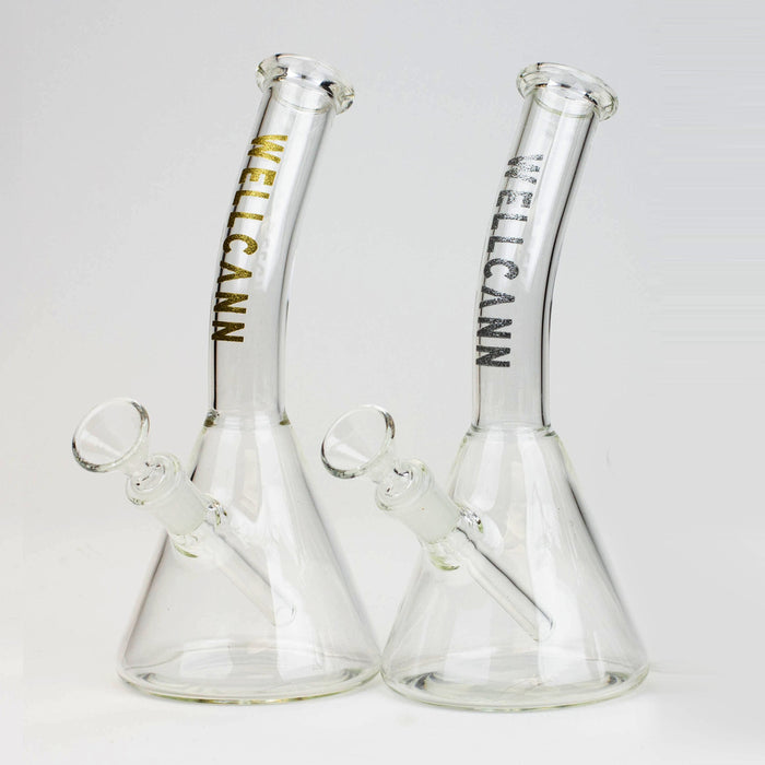 WellCann | 8" Clear Glass Beaker Bong with Bent Neck Glass Bong Smoking Cat Distribution
