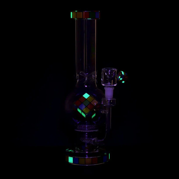 Pulsar® | 13" Rubik’s Cube Double Perc Glass Bong [WP849]