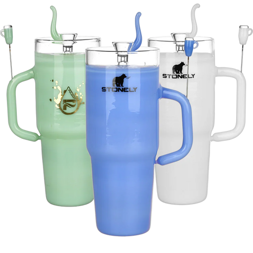 Pulsar | 8.5" Stonely Cup Water Pipe – Unique Insulated Cup Design Glass Bong Smoking Cat Distribution