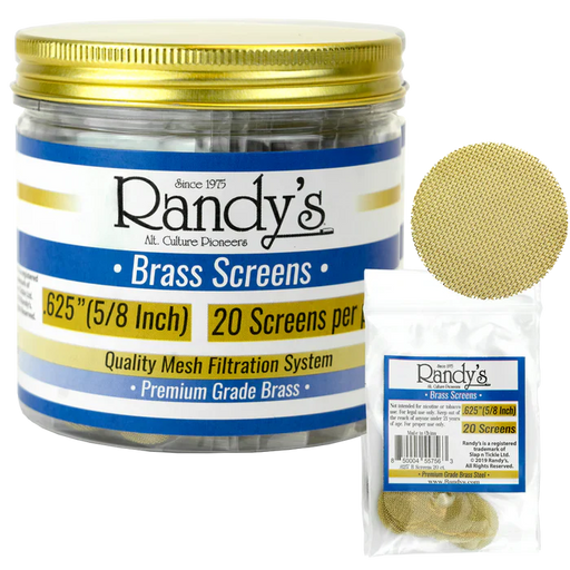 Randy’s® | 5" Screens – Jar of 20 (36 Jars / 720 Screens Total) Metal Screen LEHIGH WHOLESALE Brass