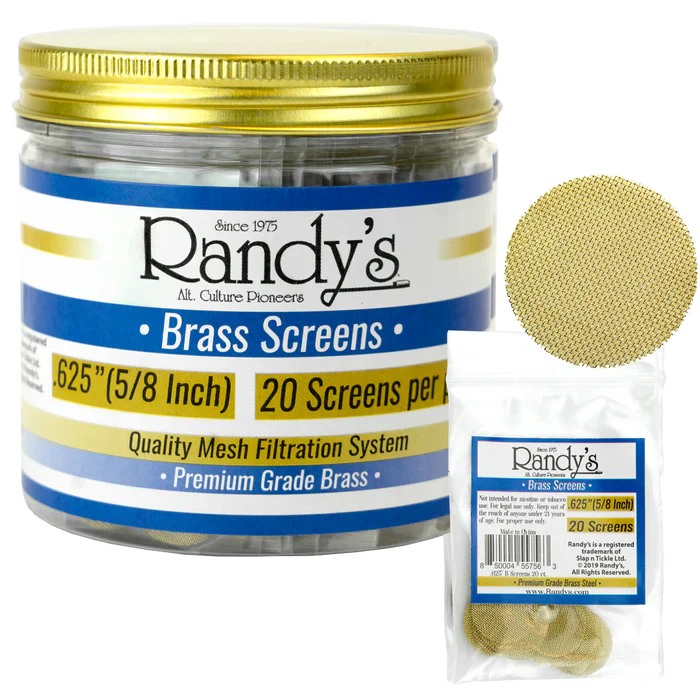 Randy’s® | 5" Screens – Jar of 20 (36 Jars / 720 Screens Total) Metal Screen LEHIGH WHOLESALE Brass