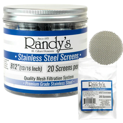 Randy’s® | 0.812" Stainless Steel Screens – Jar of 20 (36 Jars / 720 Screens Total) Metal Screen LEHIGH WHOLESALE