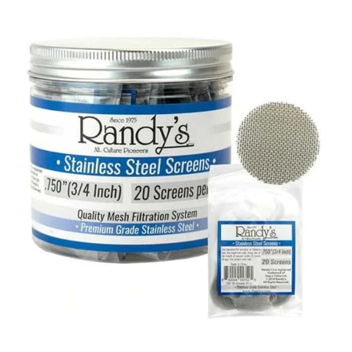 Randy’s® | 5" Screens – Jar of 20 (36 Jars / 720 Screens Total) Metal Screen LEHIGH WHOLESALE Stainless Steel