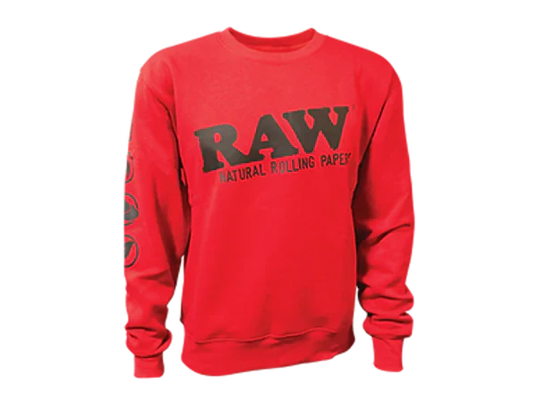 Raw | Crew Neck Red Sweatshirt Long Sleeve Smoking Cat Distribution Large