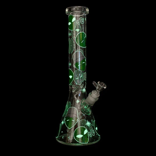 Red Eye 15" 7mm Glow in the Dark Aliens Beaker Bong Glass Bong Smoking Cat Distribution