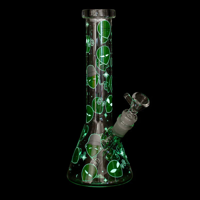Red Eye Glass® | 10" Alien Glow-in-the-Dark Water Pipe [REG158] Glass Bong Smoking Cat Distribution