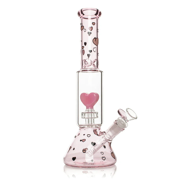 Red Eye Glass® | 12" Dual Chamber Floating Heart Water Pipe [REG174] Glass Bong Smoking Cat Distribution