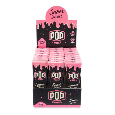 Pop Cones | King Size 3pk Pre-Rolled Cones with Flavor Tip 24ct Display Pre-rolled Cone (Display Pack) Cannatron Super Sweet