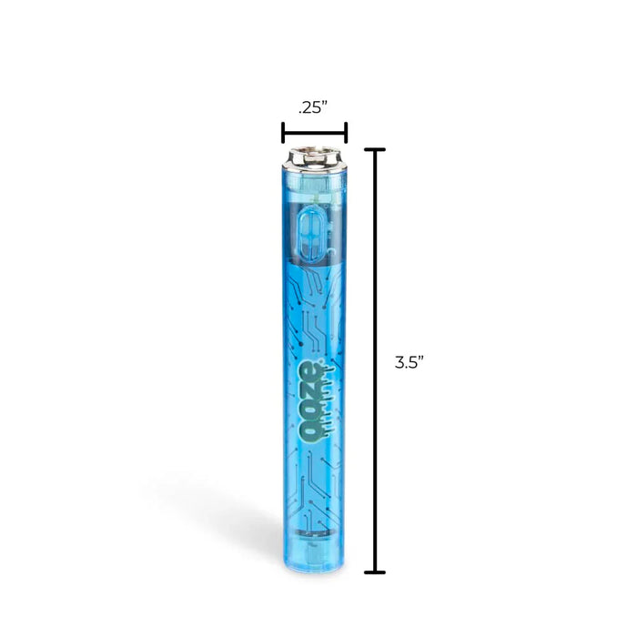 Ooze | Slim Clear Series Transparent 510 Vape Battery – Sapphire Blue 510 Battery ONE