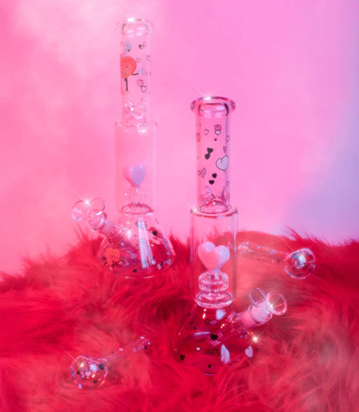 Red Eye Glass® | 12" Dual Chamber Floating Heart Water Pipe [REG174] Glass Bong Smoking Cat Distribution