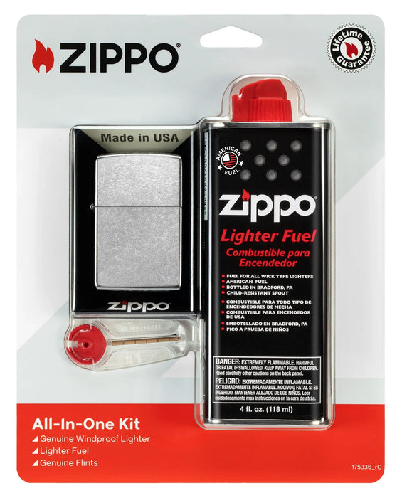Zippo 24651 All In One Gift Set Kit Insert · Wick · Flint · Fluid ONE