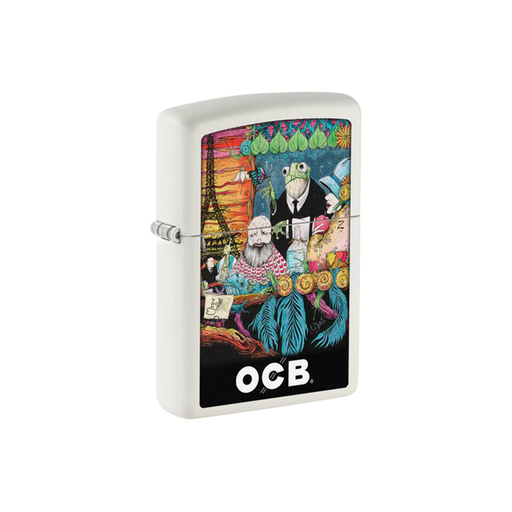 Zippo 214-110387 OCB Reg White Matte Rolling Tray Cafe Culture Zippo Lighter ONE
