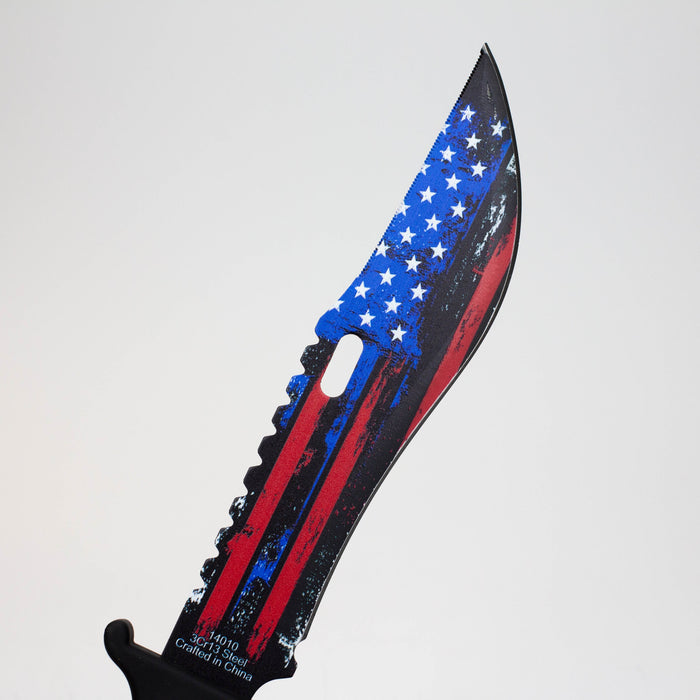 Defender-Xtreme 13″ USA Flag Blade ABS Handle Hunting Knife With Sheath [14010]