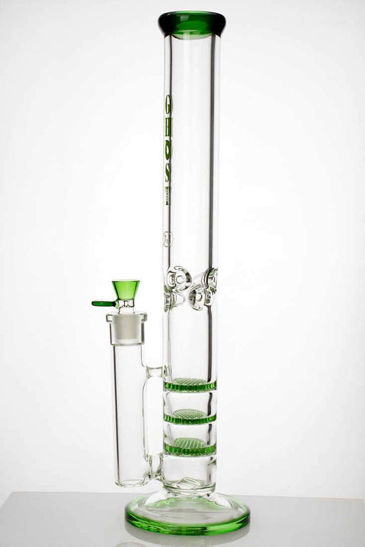 18" Ghost thick glass Thriple Flat Diffuser water bong-Green - One Wholesale