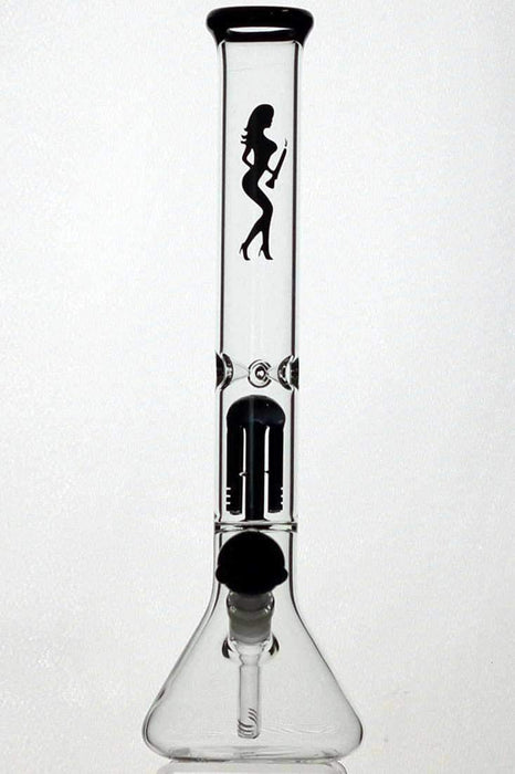 18" volcano single 6 arms glass water bong-Black - One Wholesale