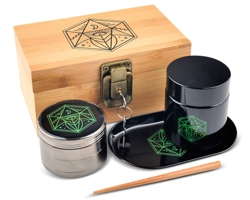 Complete Kit Personalized Smoker Gift Set with Custom Engraved Wood Stash  Box, Wood Rolling Tray, Stash Jar, Herb Grinder Wind Proof Lighter