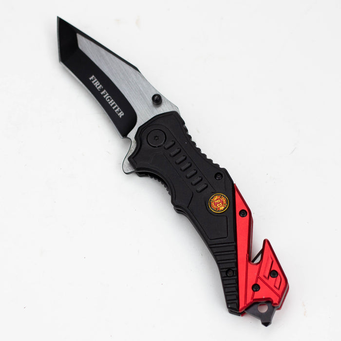 8" Two Tone Blade Folding Knife Aluminum Handle With Belt Clip