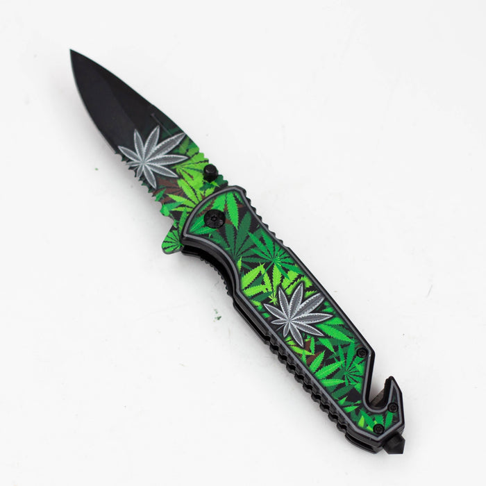 8" Leaves - Folding Knife W/ Belt Cutter