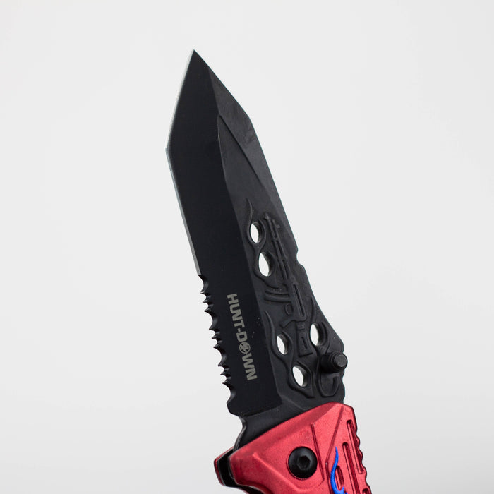 8" Hunt Down Red Handle - Knife With Belt Clip [9532]