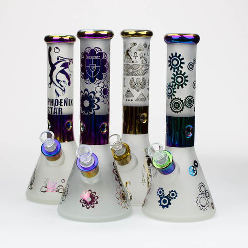 PHOENIX STAR-12.5" Snadblast and electroplated 7 mm glass beaker bong Beaker Bong ONE
