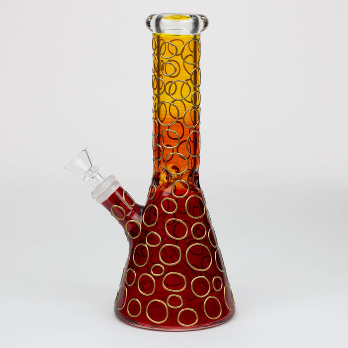10" 3D Texture color dots beaker glass bong [HD20]