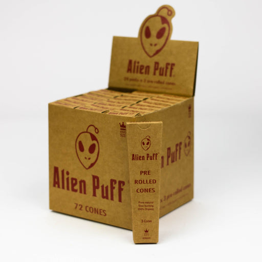 Alien Puff – king size Natural organic Gum slow Burning hemp paper pre-rolled cones [HP2502-AP] Pre-rolled Cone (Display Pack) Canadian Distributor