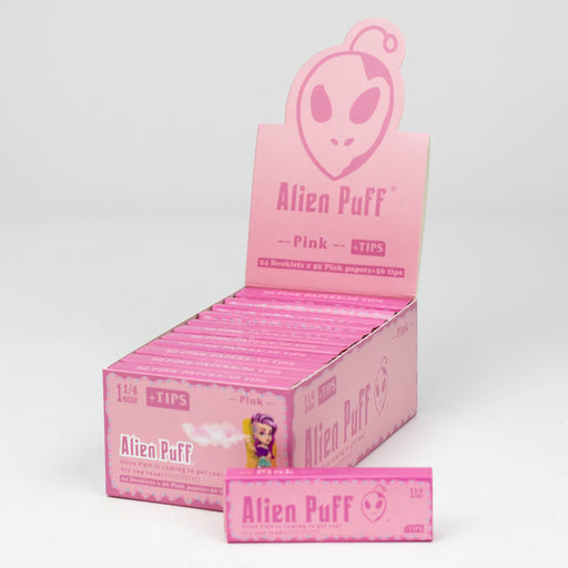 Alien Puff Pink – 1 1/4 size 100% Natural Organic Gum – Rolling paper with Filter Tips [HP2205] 1 - 1/4" Size Canadian Distributor