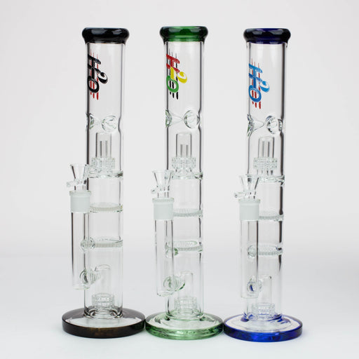 16" H2O Dual Honeycomb diffuser Glass water bong [H2O-27] Glass Bong Canadian Distributor