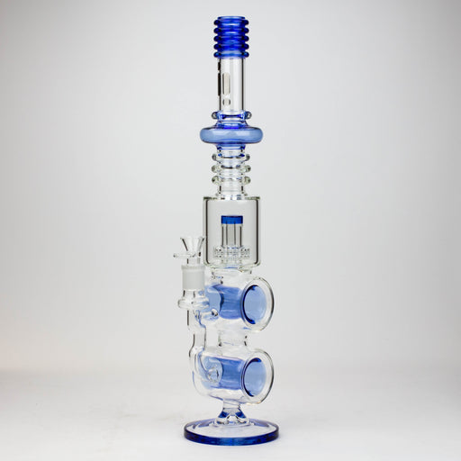 18.5" Infyniti Double ring glass water bong Straight Tube Bong ONE Blue