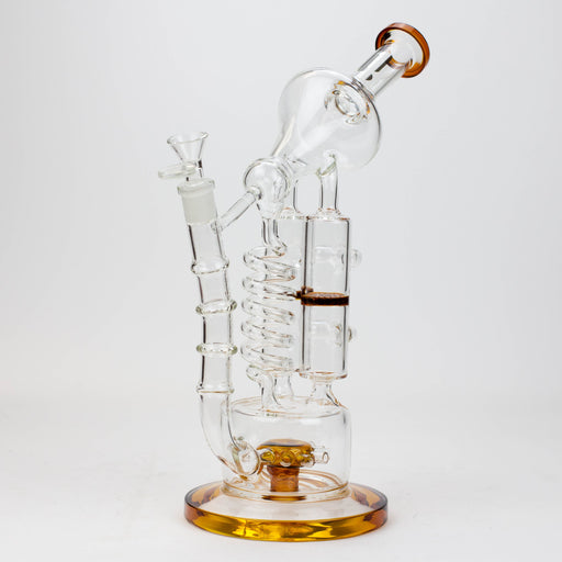 13" Infyniti Coil, dual honeycome and flower diffuser glass recycler bong Other Shaped Bong ONE Amber
