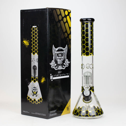 PROTECT YA NECK-15.5" 7 mm tree arm percolator glass bong [Logo] Beaker Bong ONE