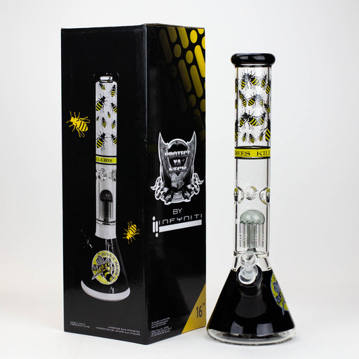 PROTECT YA NECK-15.5" 7 mm tree arm percolator glass bong [Killa Bees] Beaker Bong ONE