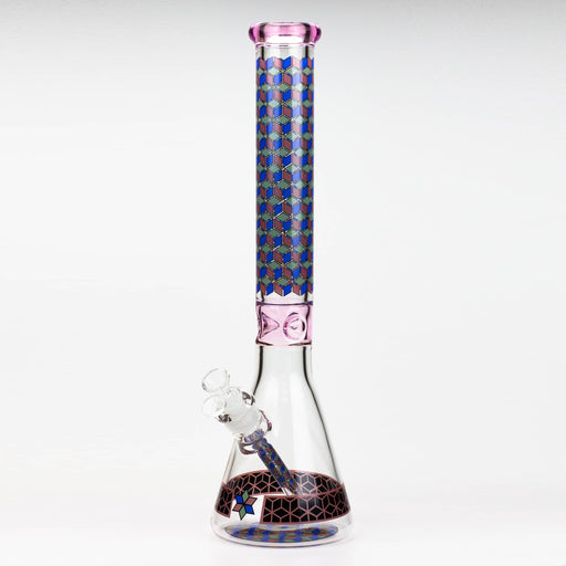 18" Cubic Pattern 7 mm glass water bong Beaker Bong ONE Pink