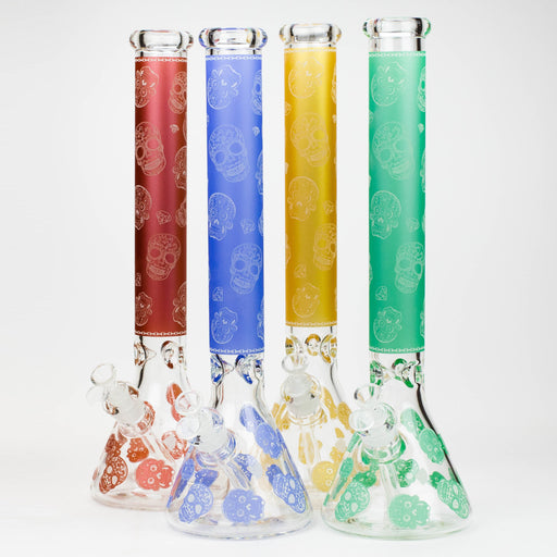 18" Skull Glow in the dark 7 mm glass water bong Beaker Bong ONE