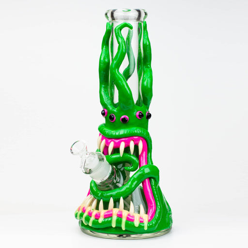 12.5" Resin 3D artwork 7mm glass beaker water bong [TS102] Resin · Silicone · Plastic Bong ONE A (Green)