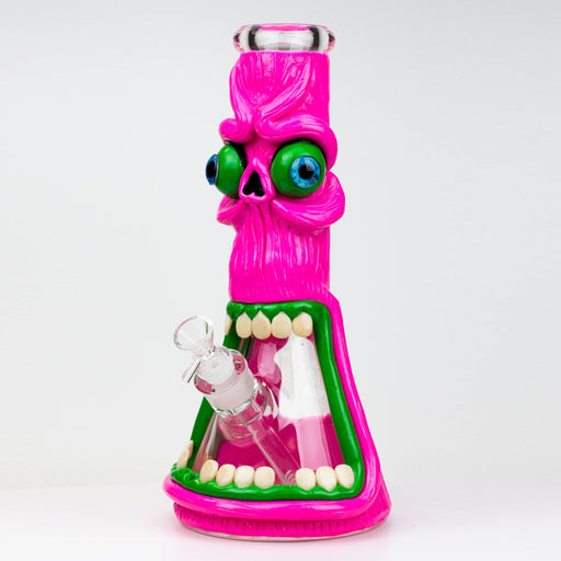 12.5" Resin 3D artwork 7mm glass beaker water bong [TS103] Resin · Silicone · Plastic Bong ONE C (Pink)