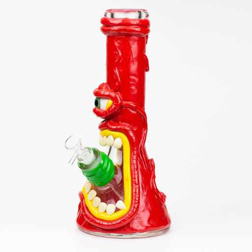 12.5" Resin 3D artwork 7mm glass beaker water bong [TS104] Resin · Silicone · Plastic Bong ONE A (Red)