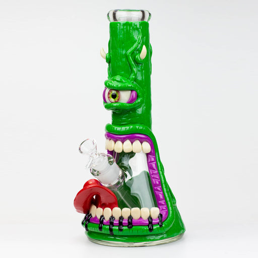 12.5" Resin 3D artwork 7mm glass beaker water bong [TS110] Resin · Silicone · Plastic Bong ONE A (Green)