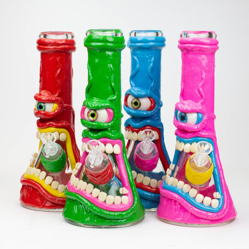 12.5" Resin 3D artwork 7mm glass beaker water bong [TS104] Resin · Silicone · Plastic Bong ONE