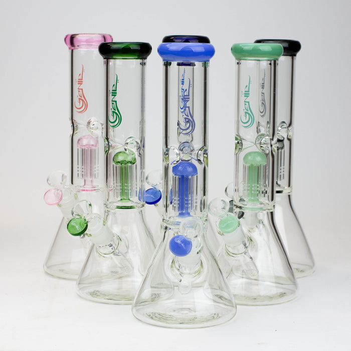 12" Genie-Tree arms color accented glass water bong