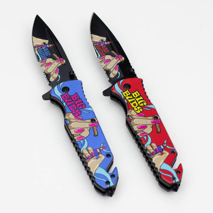 8.5" Fingers Design - Folding Knife W/ Belt Cutte