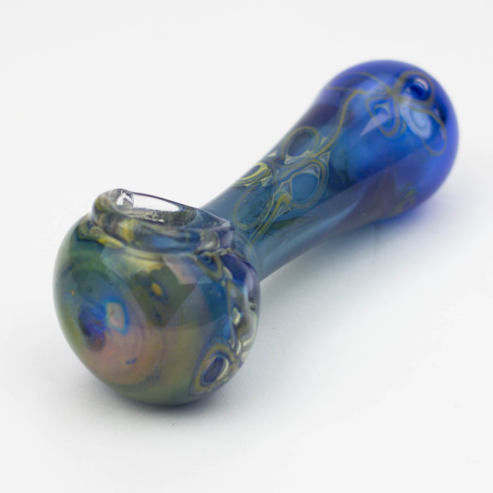 5" Gold fumed blue glass hand pipe
