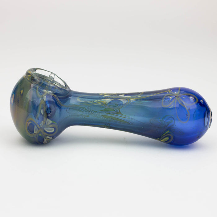 5" Gold fumed blue glass hand pipe