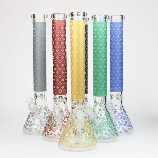 18" LV Glow in the dark 7 mm glass water bong Beaker Bong ONE