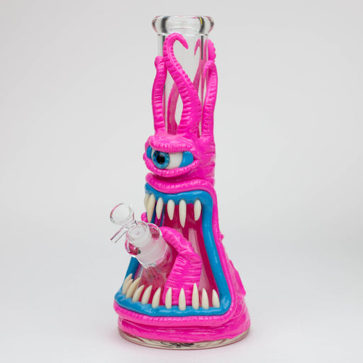 12.5" Resin 3D artwork 7mm glass beaker water bong [TS112] Resin Bong ONE A (Pink)