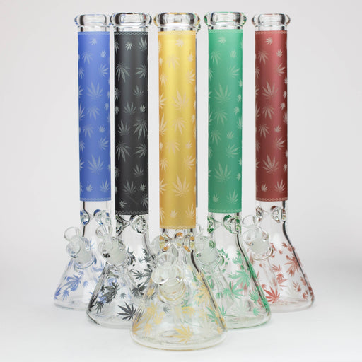 18" Leaf Glow in the dark 7 mm glass water bong Beaker Bong ONE