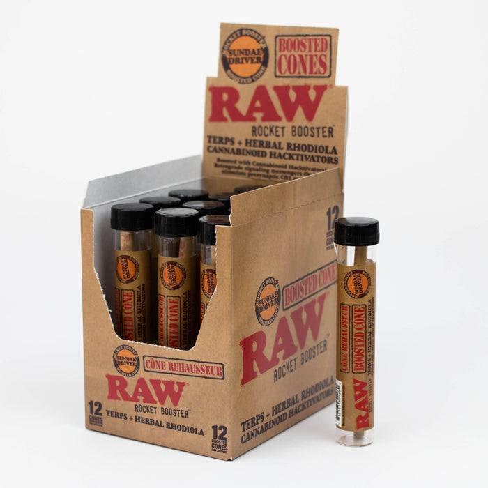 RAW Rocket Booster Cones Box of 12 Pre-rolled Cone (Display Pack) ONE Sundae Driver