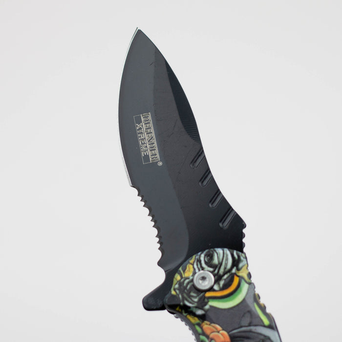 Defender-Xtreme  8.5" Snake Skull Folding Knife With Belt Clip [13170]