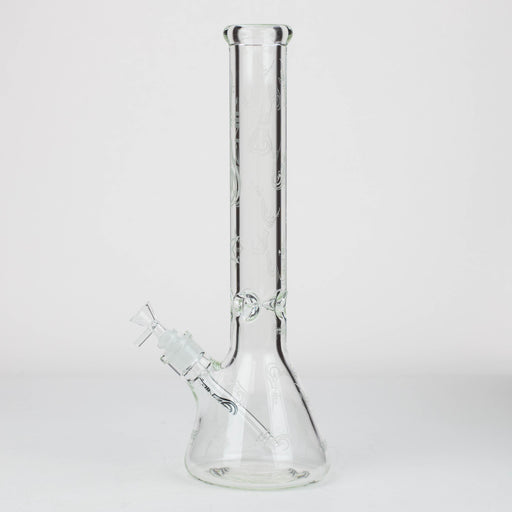 16" Genie pattern 9 mm clear glass water bong [20024] Beaker Bong ONE